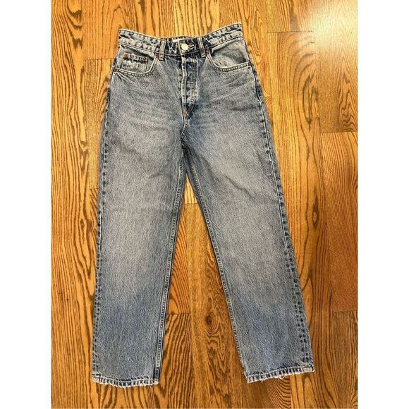 ZARA High Rise Slim Straight Acid Wash Jeans Size 2 - Picture 2 of 5